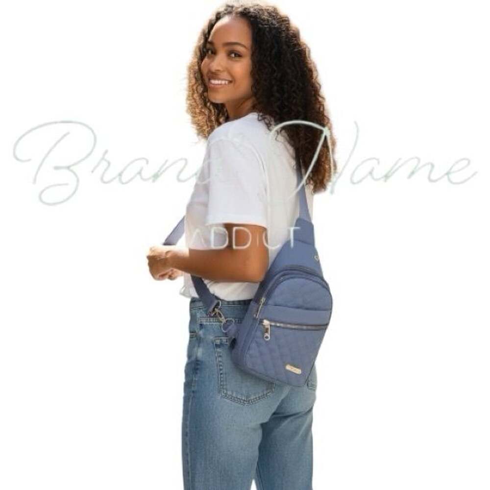Quilted Blue Sling Crossbody Bag - Picture 3 of 4